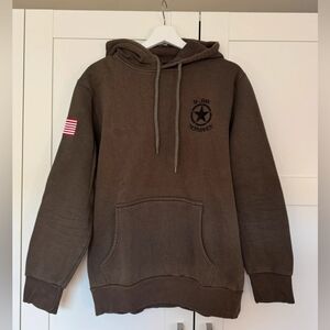 Armenta Brown Hoodie with Flag Patch